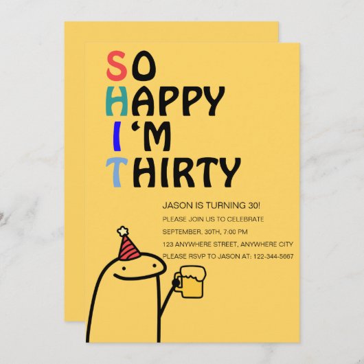 Zo blij dat ik dertig grappige verjaardagsfeestje kaart (Voorkant / Achterkant)
