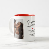 Zo blij dat we naar rechts 2-foto & persoonlijk be tweekleurige koffiemok (Voorkant links)