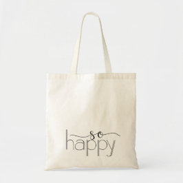 Zo blij met de hand geletterde Canvas tas