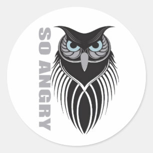 "ZO BOOS" Uil Sticker met Stamdetails Intens zwa