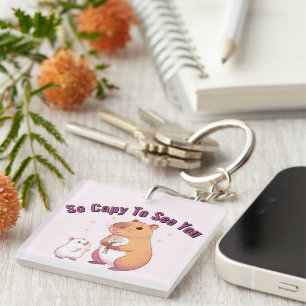 Zo Capy om je te zien – Cute Capybara Kunst Sleutelhanger