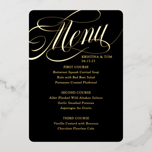 Zo Fancy Menu Echte Folie Uitnodiging (Voorkant)
