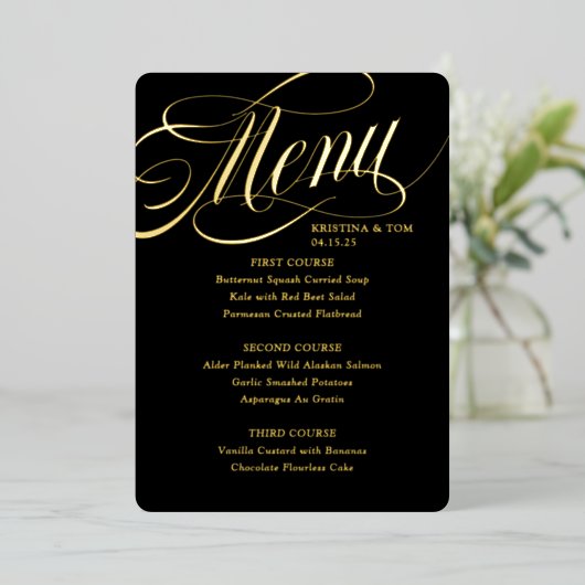 Zo Fancy Menu Echte Folie Uitnodiging (Staand Voorkant)