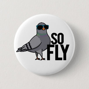 Zo Fly Funny Cool Pigeon Pun Ronde Button 5,7 Cm
