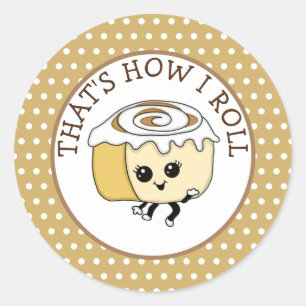 Zo ga ik door, Food Pun Cinnamon Roll Ronde Sticker