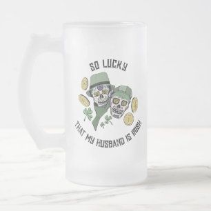 Zo Gelukkig Gift voor Man Irish Sugar Skulls Matglas Bierpul