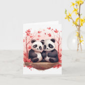 Zo Gelukkig Samen Panda paar  Kaart (Gele Bloem)
