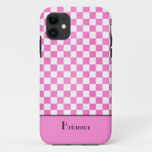 Zo Girly Pink Checkerboard gepersonaliseerd Case-Mate iPhone Case (Achterkant)