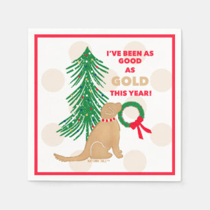 Zo goed geweest als gouden kerst hond servetten