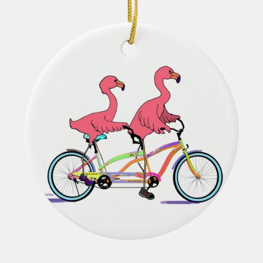 Zo Happy Together Tandem Flamingos Keramisch Ornament (Voorkant)