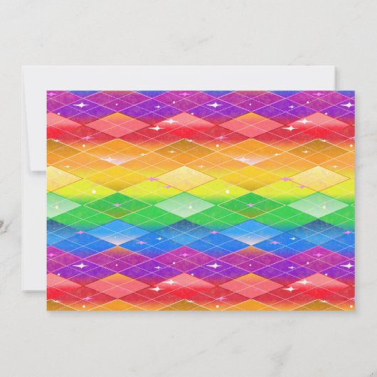 ZO homo! Regenboog Argyle, Glitter Monogram Trouw Kaart (Achterkant)