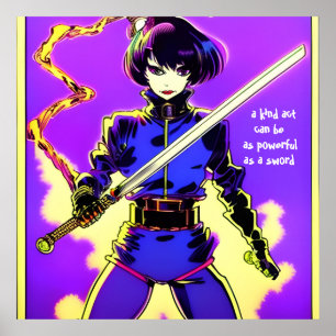 Zo krachtig als een zwaard. bewerkbare tekst. poster