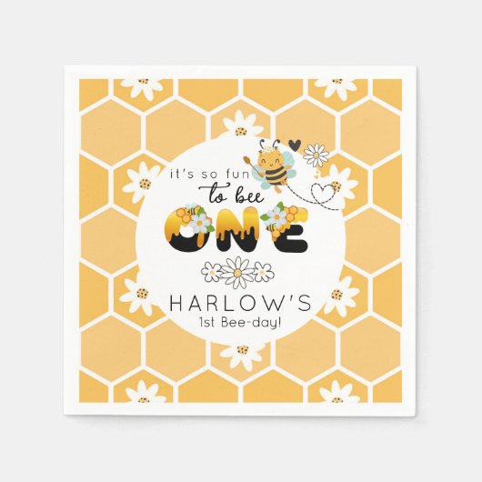 Zo leuk om één hommel bij 1e verjaardag te zijn servet (Voorkant)