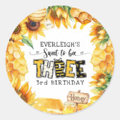 Zo lief om drie bloemen te zijn 3e verjaardag ronde sticker (Voorkant)