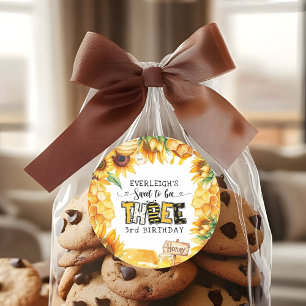 Zo lief om drie bloemen te zijn 3e verjaardag ronde sticker