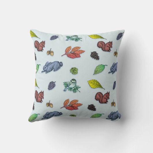 Zo Schattige bosdieren herfstflora Kussen (Achterkant)