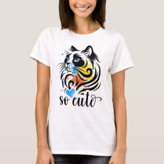 Zo Schattige Cat Splash - Artistieke Kleurrijke Ka T-shirt