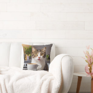 Zo Schattige Kat en Koffie Kussen! Kussen