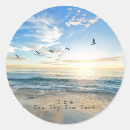 Zo, Sky. Zee. Zand. Beach Scene Ronde Sticker