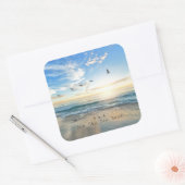 Zo, Sky. Zee. Zand. Beach Scene Vierkante Sticker (Envelop)