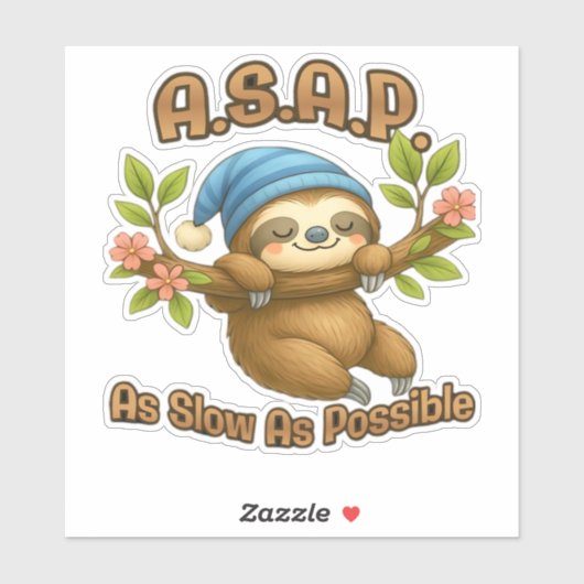 Zo traag mogelijk - Schattigee luiaard ASAP Classi Sticker (Vel)