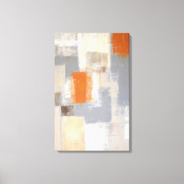 'Zo uniek' Oranje en beige Abstracte kunst Canvas Afdruk