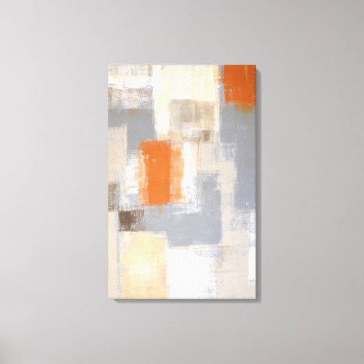 'Zo uniek' Oranje en beige Abstracte kunst Canvas Afdruk (Voorkant)