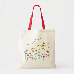 'Zo veel bloemen' Bijen en bloemen Canvas tas. Tote Bag