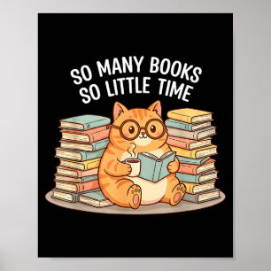 Zo Veel Boeken Weinig Tijd Kat Met Koffie Poster