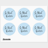 Zo veel dank Modern Script Typografie Lila C Ronde Sticker (Vel)