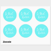 Zo veel dankbaarheid modern script, turquoise ronde sticker (Vel)