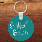 Zo veel dankbaarheid Modern Script Typografie Blau Sleutelhanger (Voorkant)