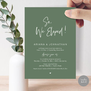 Zo, We Eloped, Wedding Elopement, in Sage Green Kaart