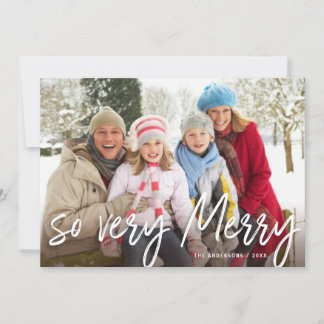 Zo zeer Merry Hand Letterde Foto van het Witte Man Feestdagenkaart