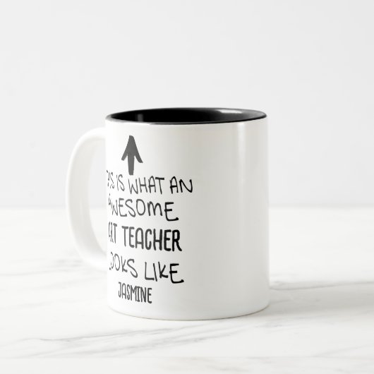 Zo ziet een geweldige kunstdocent eruit tweekleurige koffiemok (Voorkant links)