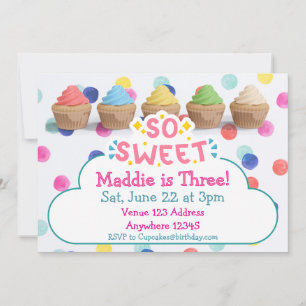 Zo Zoete, Kleurrijke Cupcakes & Stippen Verjaardag Kaart