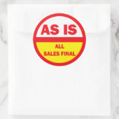 Zoals alle verkopen finaal ronde sticker (Tas)