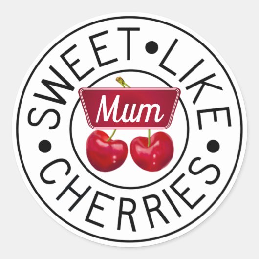 ZOALS CHERRIA MUM Retro  Stamp Custom Ronde Sticker (Voorkant)