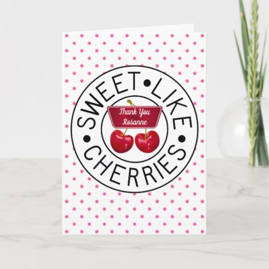 ZOALS CHERRIES Retro  Stempel op wit Bedankkaart (Voorkant)