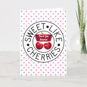 ZOALS CHERRIES Retro  Stempel op wit Bedankkaart