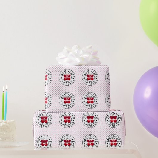 ZOALS CHERRIES Retro  Stempel op wit Cadeaupapier (Feestgeschenken)