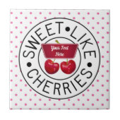 ZOALS CHERRIES Retro  Stempel op wit Tegeltje (Voorkant)
