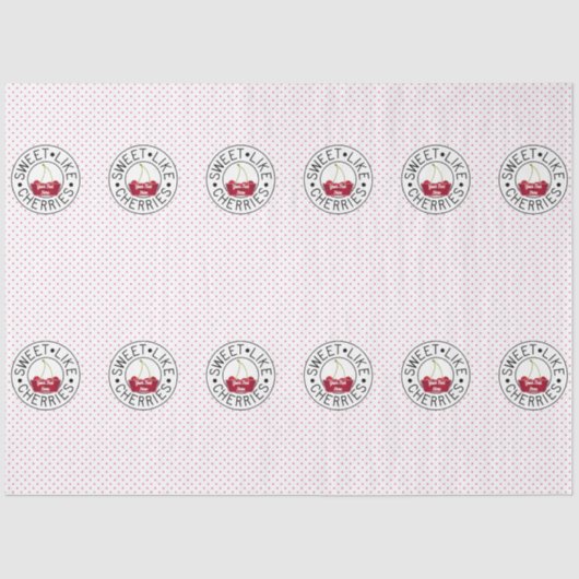 ZOALS CHERRIES Retro Stempel op wit Tissuepapier (Voorkant)