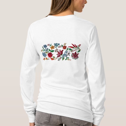 Zoals een borduurwerk, bedrukte bloemen t-shirt (Achterkant)