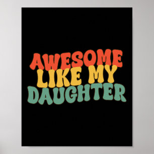 Zoals mijn dochter Retro Papa Funny Fathers Poster