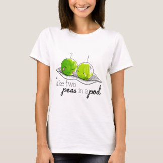 Zoals twee erwten in een pod t-shirt