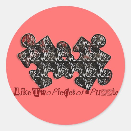 Zoals twee stukken van een puzzel ronde sticker (Voorkant)