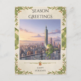 Zochi de Reizende Kikker bij Taipei 101 Theetijd Briefkaart