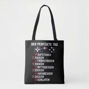 Zocken Perfekte Label Zocker Humor Gamer Spruch Draagtas