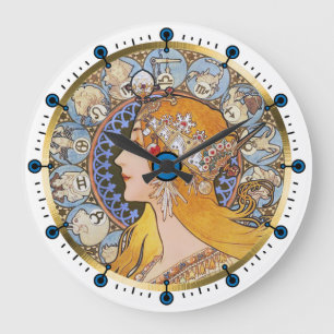 Zodac Art Nouveau Clock by Alphonse Mucha Grote Klok